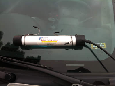 Windshield Repair with UV Curing Lamps